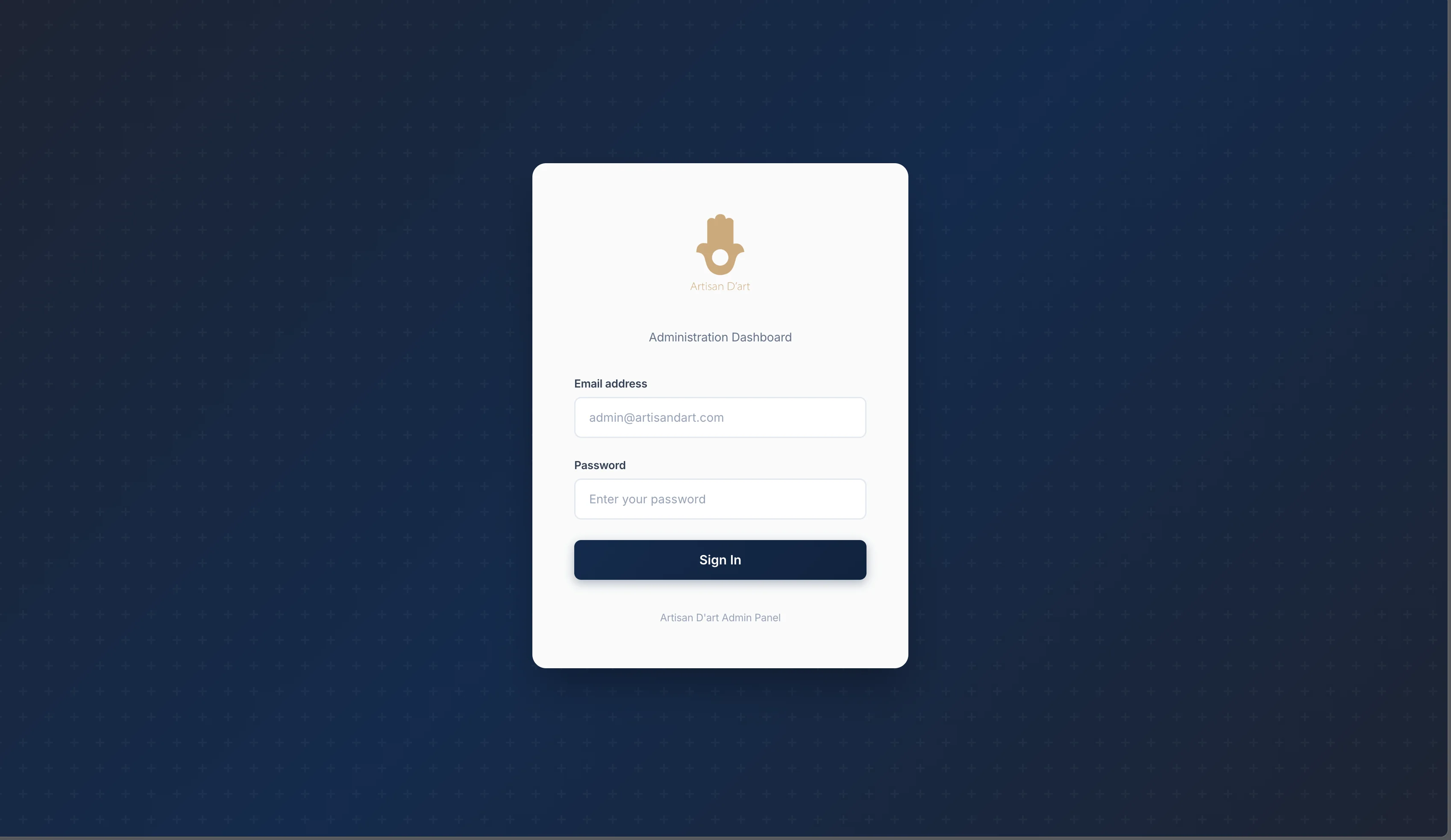 Dashboard - Connexion Admin